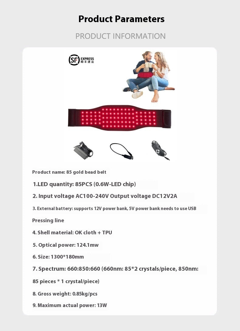 Red Light Infrared Physical Therapy Belt Waist Pain Relief Heat