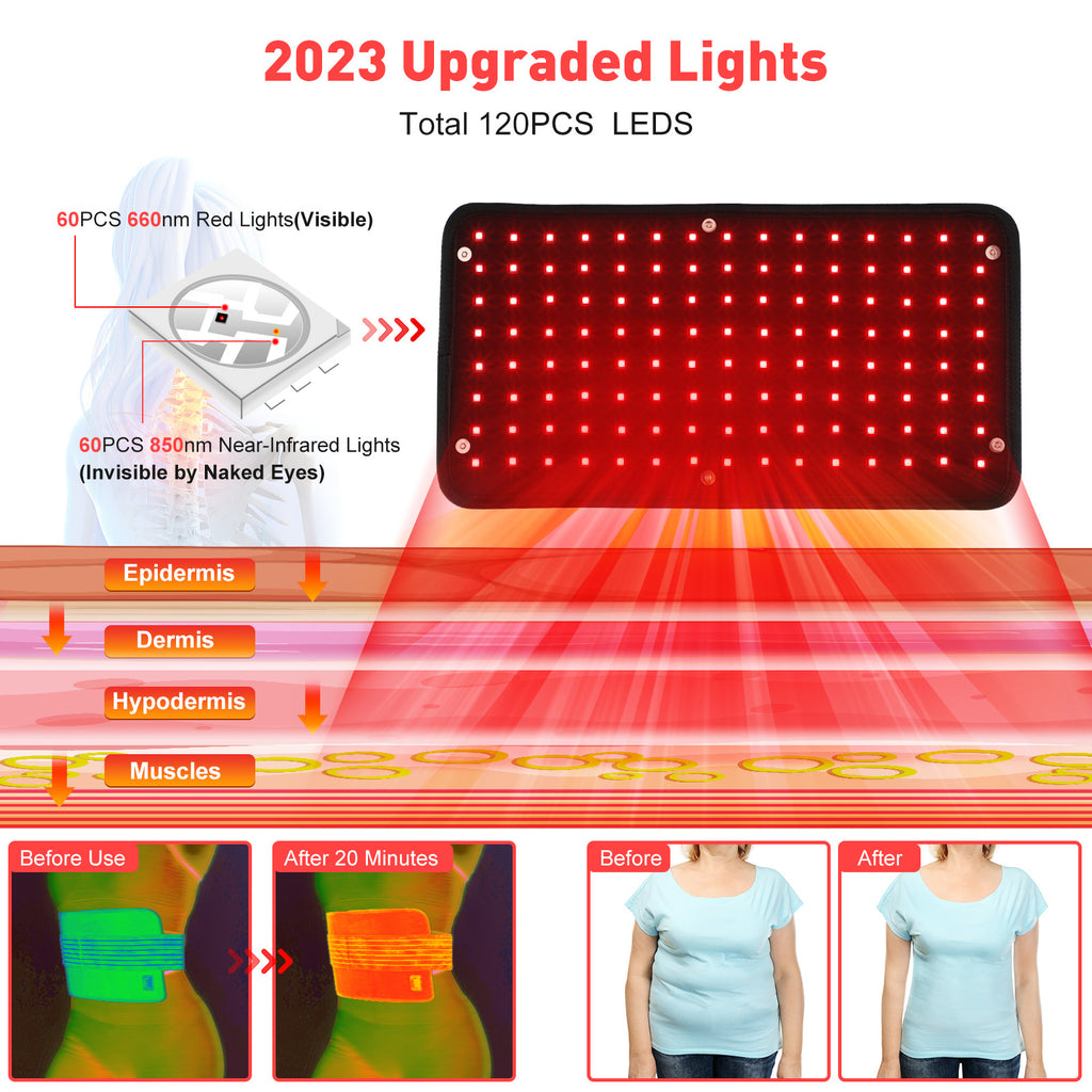 Red Light Physical Therapy Beads Phototherapy Infrared Belt Relieve Fatigue Phototherapy Stomach Heating