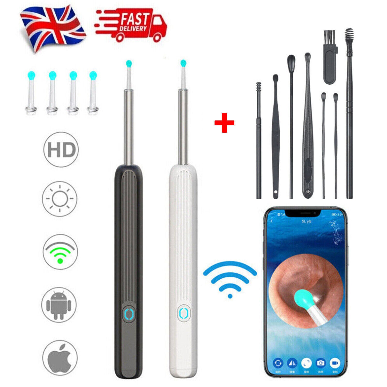 Wireless Cleaner Set Ear Wax Removal Tool Ear Cleaning With Camera And Light UK